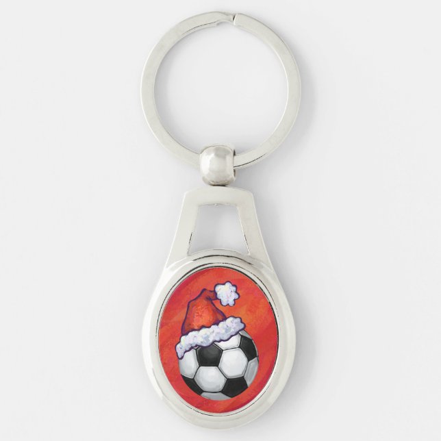 Llavero Santa Hat Soccer Ball en rojo (Anverso)
