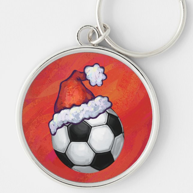 Llavero Santa Hat Soccer Ball en rojo (Frente)