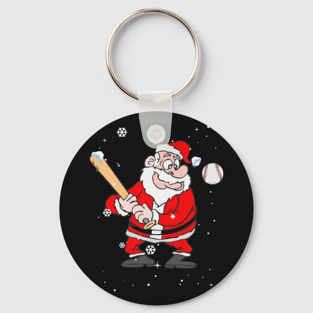 Llavero Santa Jugando Béisbol Camisas Pajama (Anverso)