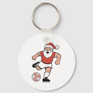 Llavero Santa jugando fútbol jugador de fútbol navideño de