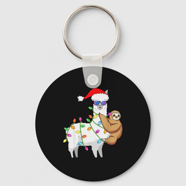 Llavero Santa Llama Xmas Funny Llama Sloth Christmas  (Anverso)