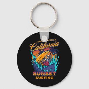 Llavero Santa Mónica California Surfing Esqueleto Atardece