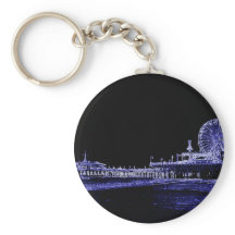 Santa Mónica Pier Blue Neon Night Photo Edit