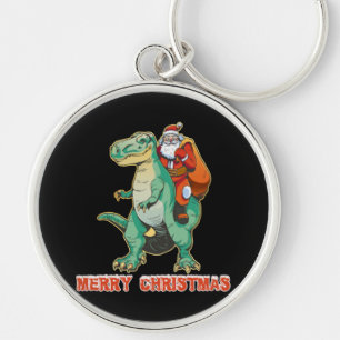 Llavero Santa montando dinosaurio