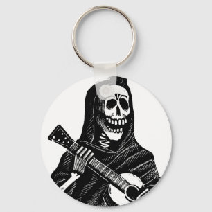 Llavero Santa Muerte con guitarra alrededor de principios