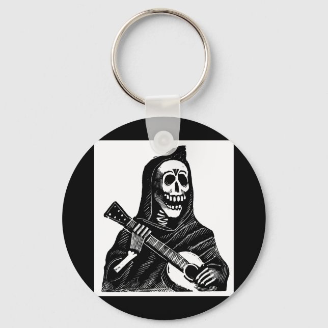 Llavero Santa Muerte tocando guitarra (Anverso)