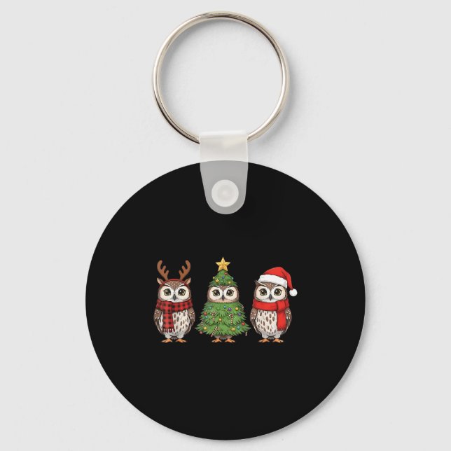 Llavero Santa Owl Christmas Tree Owl Lover Animal Xmas Paj (Anverso)