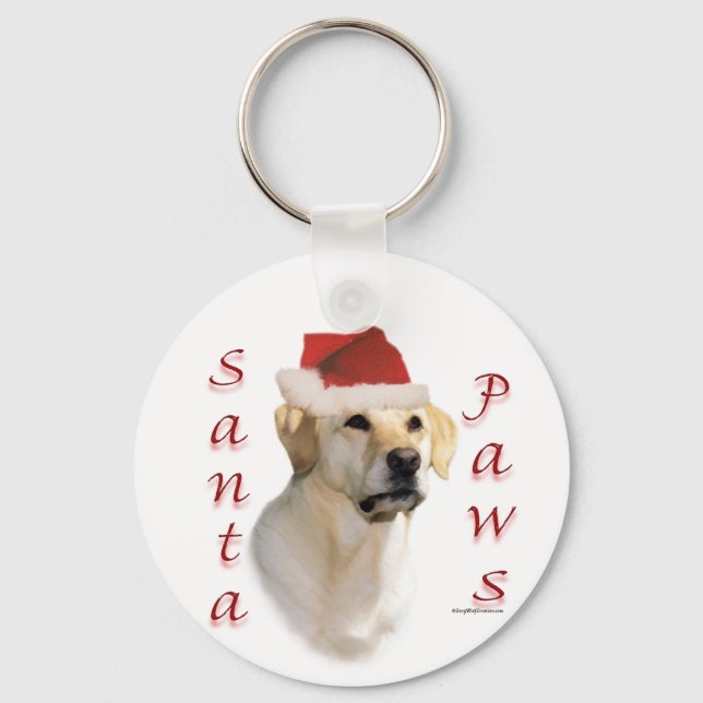 Llavero Santa Paws (amarillo) de Labrador Recuperador (Anverso)