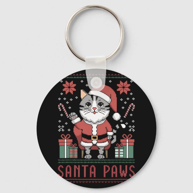 Llavero Santa Paws Cat Santa Hat Navidades Kitten Xmas Ugl (Anverso)