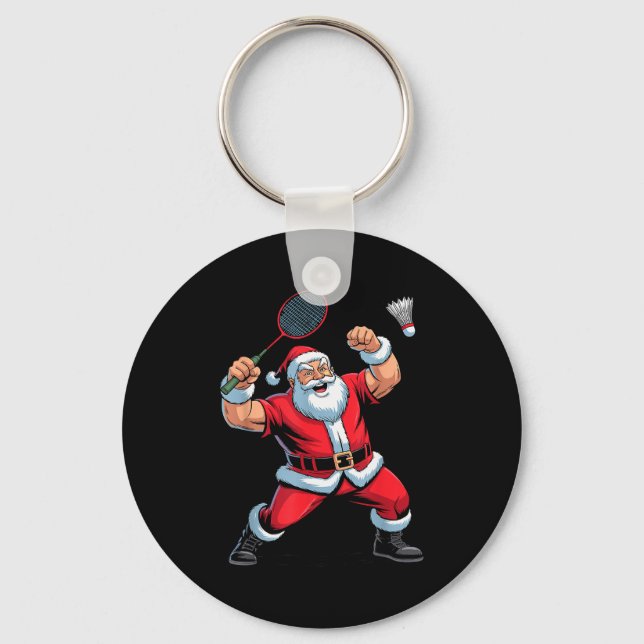 Llavero Santa Playing Badminton Funny Holiday Christmas Xm (Anverso)