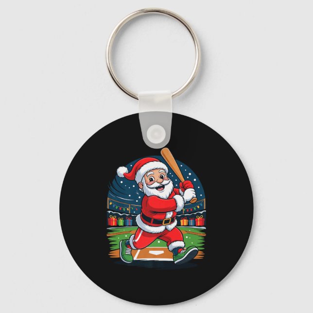 Llavero Santa Playing Baseball Funny Holiday Christmas Xma (Anverso)