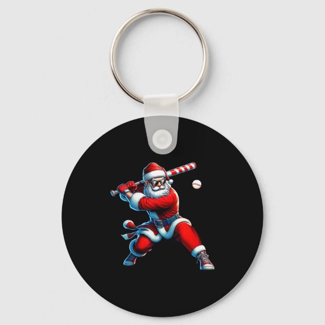 Llavero Santa Playing Baseball Men Boys Christmas Baseball (Anverso)