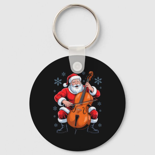 Llavero Santa Playing Cello Funny Holiday Chrismas Xmas Pa (Anverso)
