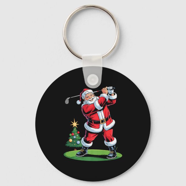 Llavero Santa Playing Golf Funny Holiday Christmas Xmas Pa (Anverso)