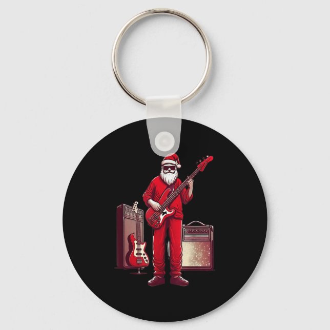 Llavero Santa Playing Guitar B Christmas Pajama Musician B (Anverso)