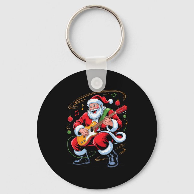 Llavero Santa Playing Guitar Funny Holiday Christmas Xmas  (Anverso)
