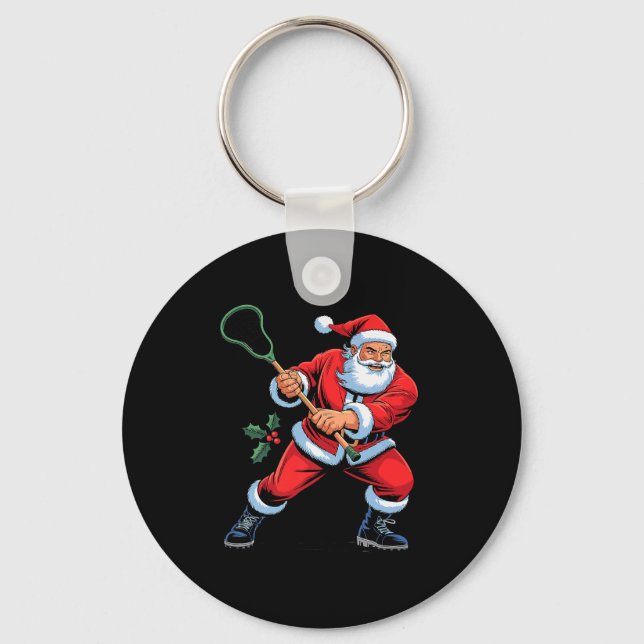 Llavero Santa Playing Lacrosse Funny Holiday Christmas Xma (Anverso)