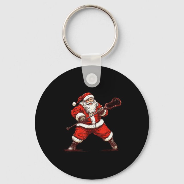 Llavero Santa Playing Lacrosse Funny Lacrosse Lax Player C (Anverso)
