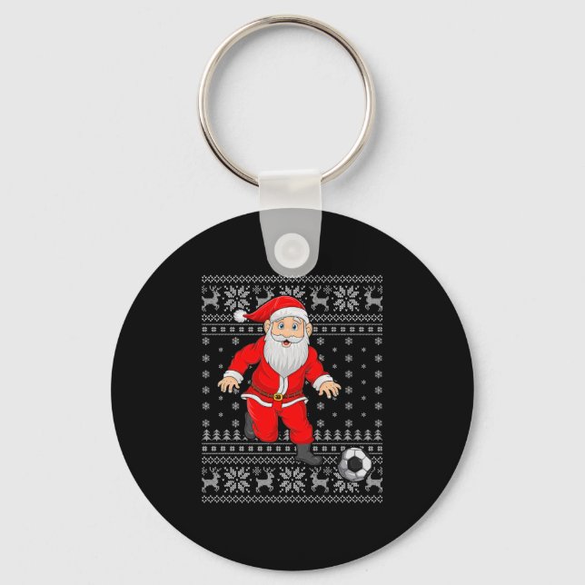 Llavero Santa Playing Soccer Football Ugly Christmas Sweat (Anverso)
