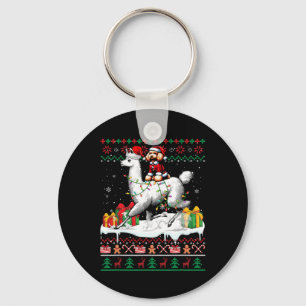 Llavero Santa Poodle Riding Llama Navidades Sweater Lover