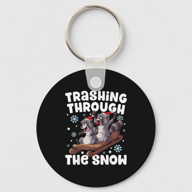 Llavero Santa Racoon Trashing Through The Snow Cute Christ (Anverso)