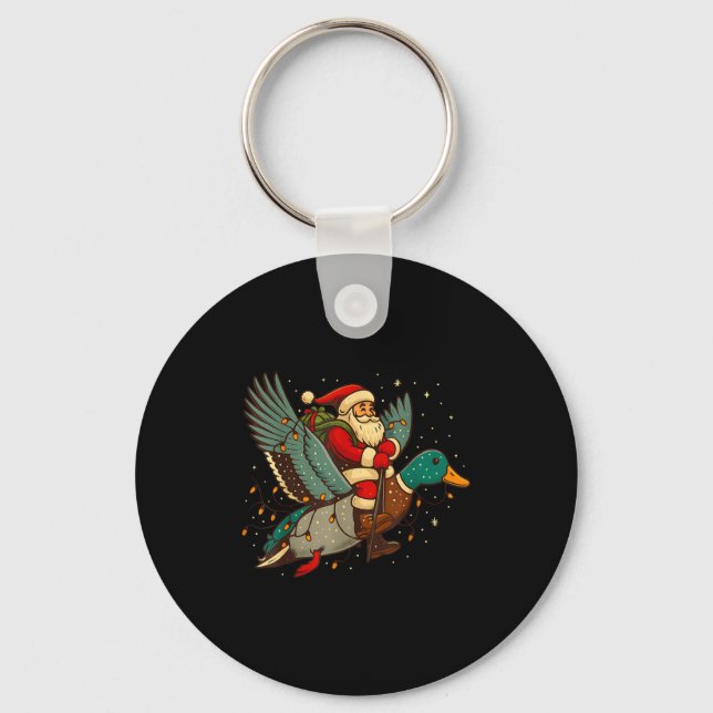 Llavero Santa Riding Mallard Duck Funny Christmas Holiday  (Anverso)