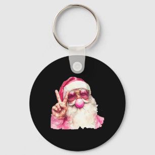 Llavero Santa Rosa Retro Soplando Chicle Divertido Feliz N