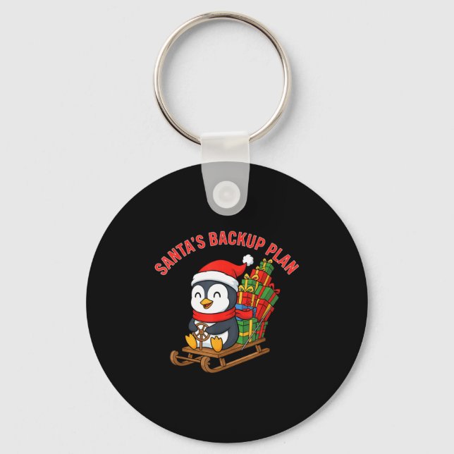 Llavero Santa’s Backup Plan Cute Penguin Christmas Design  (Anverso)