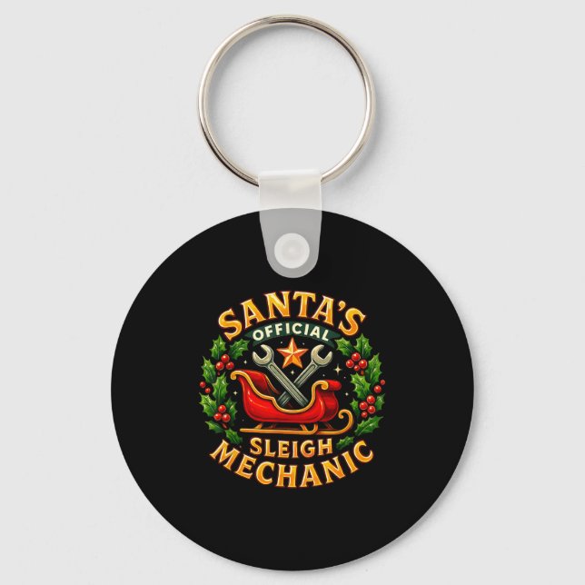 Llavero Santa’s Sleigh Mechanic Funny Christmas Design  (Anverso)