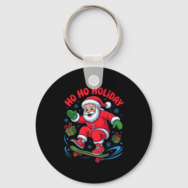Llavero Santa Skater Skateboarding Lover Funny Christmas X (Anverso)