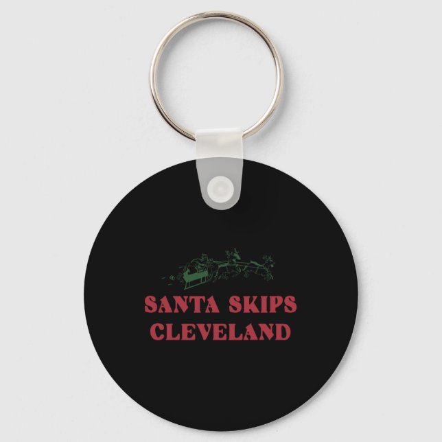 Llavero Santa Skips Cleveland Funny Santa Reindeer Xmas Ch (Anverso)