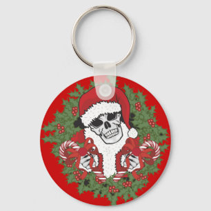 Llavero Santa Skull con Wreath