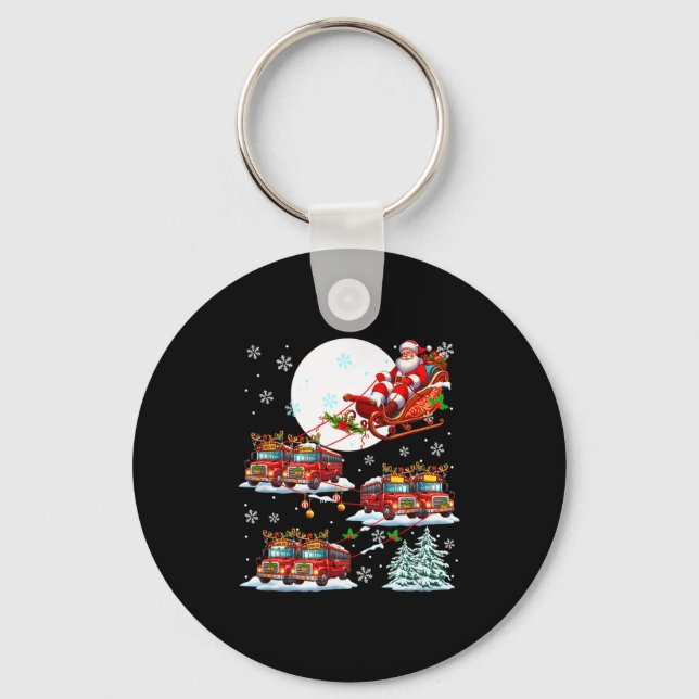 Llavero Santa Sleigh Reindeer School Buses Matching Driver (Anverso)