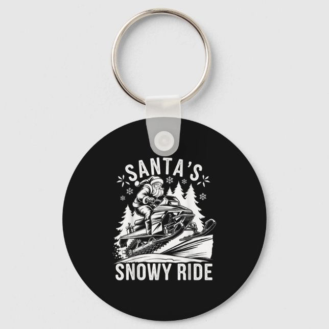 Llavero Santa Snowmobile Riding Snowmobiling Christmas  (Anverso)
