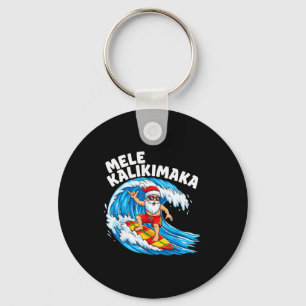 Llavero Santa surfeando Mele Kalikimaka Navidad Hawaiana 