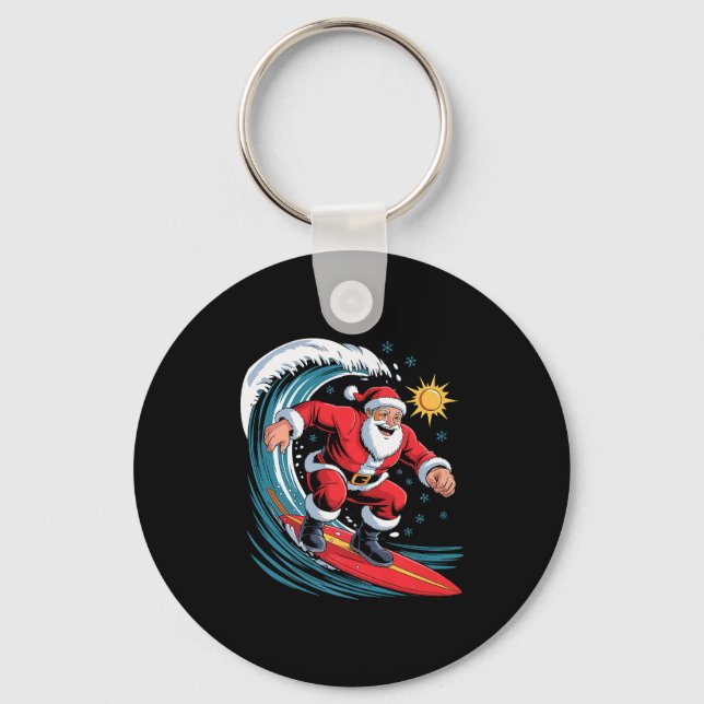 Llavero Santa Surfing Funny Surfer Holiday Christmas Xmas  (Anverso)