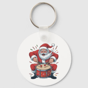 Llavero Santa tocando la batería Baterista de Navidad Xmas