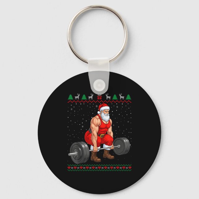 Llavero Santa Weightlifting Christmas Deadlift Gym Ugly Sw (Anverso)
