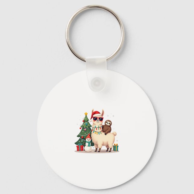 Llavero Santa Xmas Funny Llama Sloth Christmas (2) (Anverso)