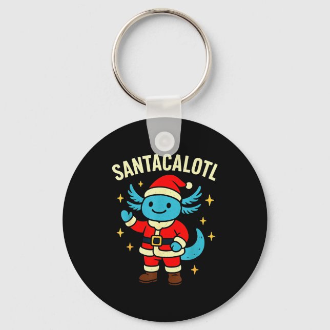 Llavero Santacalotl Santa Claus Cute Blue Axolotl New Year (Anverso)