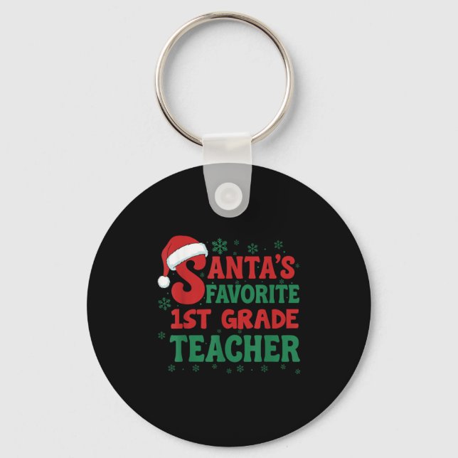 Llavero Santa's Favorite 1st Grade Teacher Christmas Holid (Anverso)