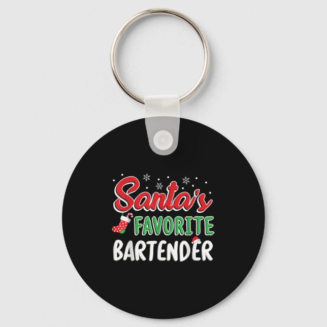 Llavero Santa's Favorite Bartender T Shirt Cute Xmas Party (Anverso)