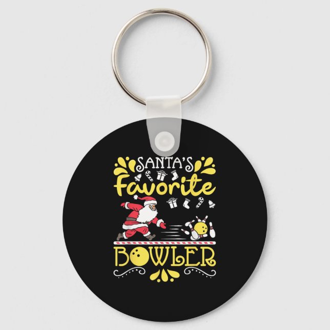Llavero Santa's Favorite Bowler Santa Claus Bowling Christ (Anverso)