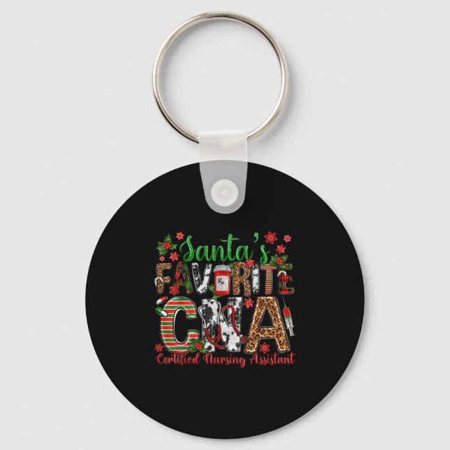 Llavero Santa's Favorite Cna Certified Nursing Istant Chri (Anverso)