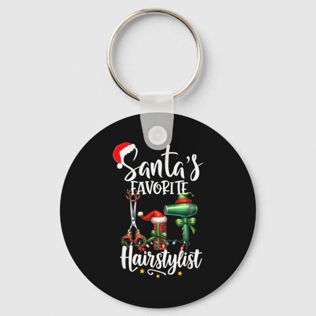 Llavero Santa's Favorite Hair Stylist Christmas Hairdresse (Anverso)