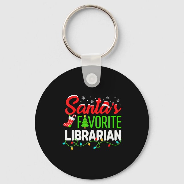 Llavero Santa's Favorite Librarian Christmas Library Book  (Anverso)