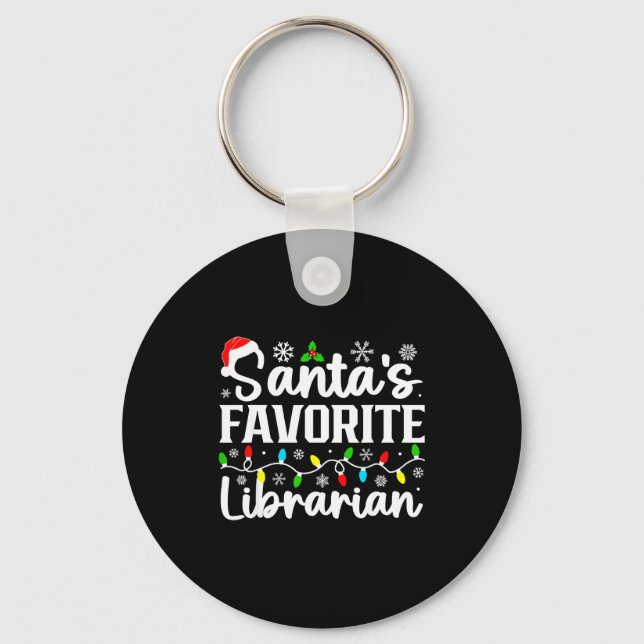 Llavero Santa's Favorite Librarian Funny Christmas Family  (Anverso)