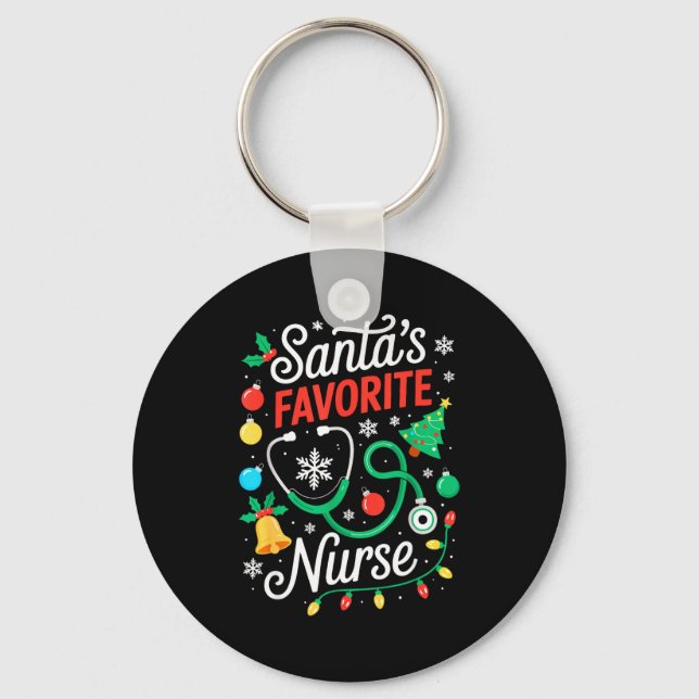 Llavero Santa's Favorite Nurse Shirt Men Women Funny Chris (Anverso)