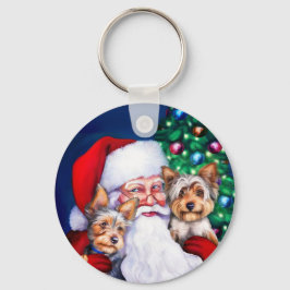 Llavero Santa's Yorkies at Christmas