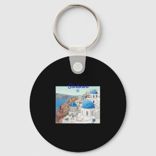 Llavero Santorini Grecia Bandera Griega Arte de Vacaciones